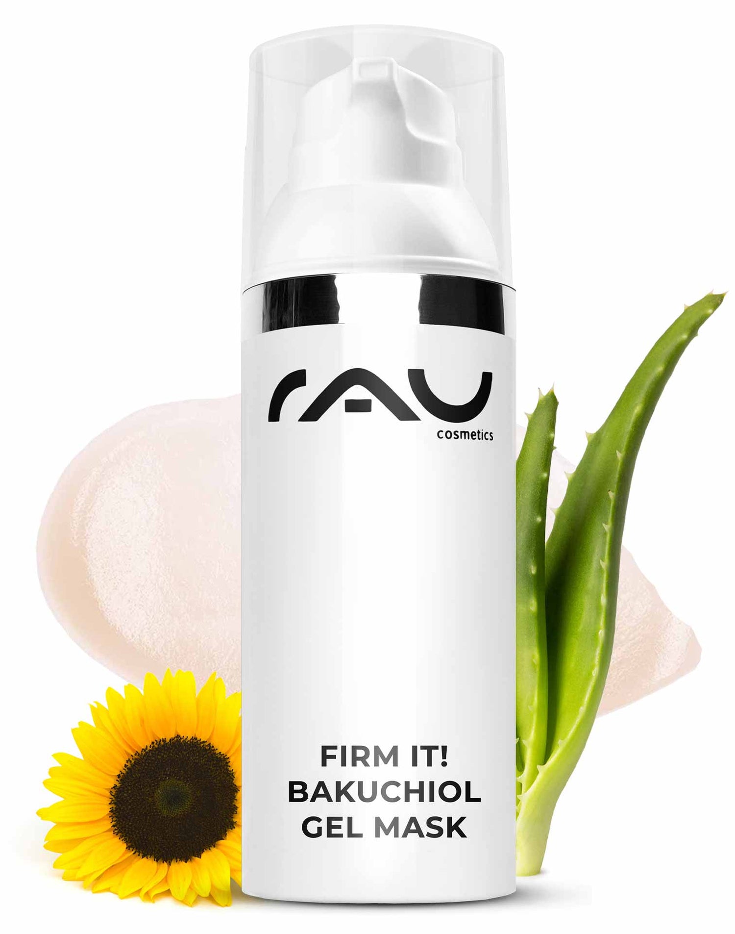 RAU Cosmetics Firm it! Bakuchiol Gel Mask Pflege Maske für das Gesicht mit Aloe Vera und Sonnenblumenöl
